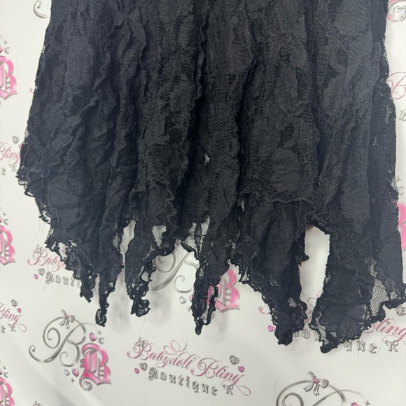 Skirt lace fairy bottom asymmetrical hem frilly Lacie black gothic goth punk y2k - Picture 4 of 7